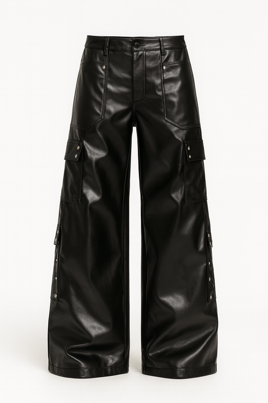 Long Loose Shiny Rivet Trousers