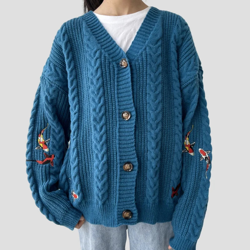 Koi Fish Turq Sweater