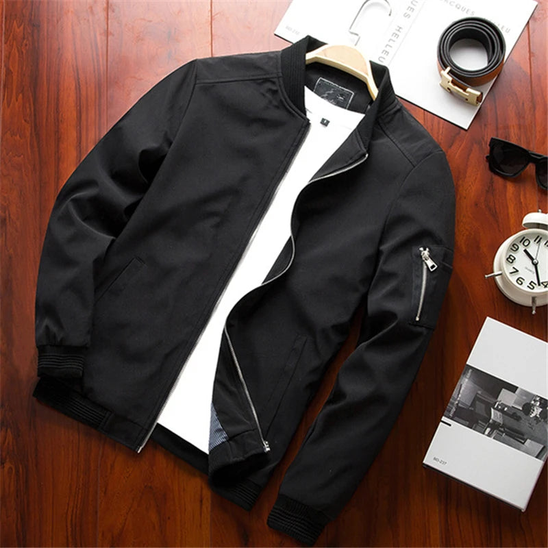 Clean Windbreaker Slim Bomber Jacket