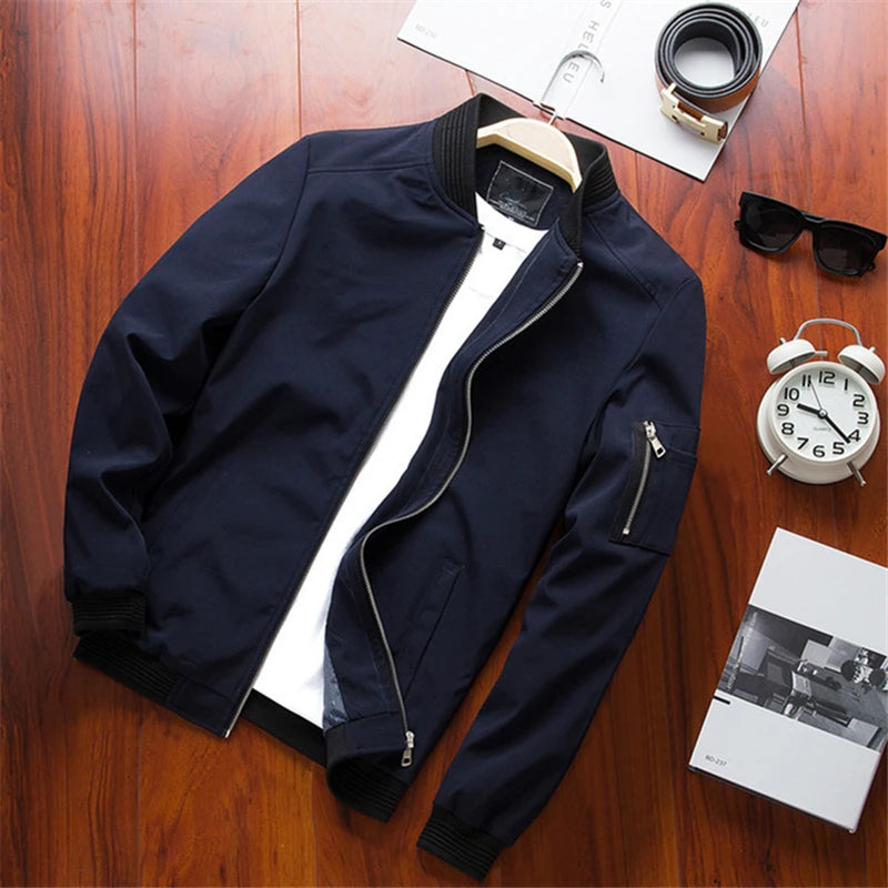 Clean Windbreaker Slim Bomber Jacket
