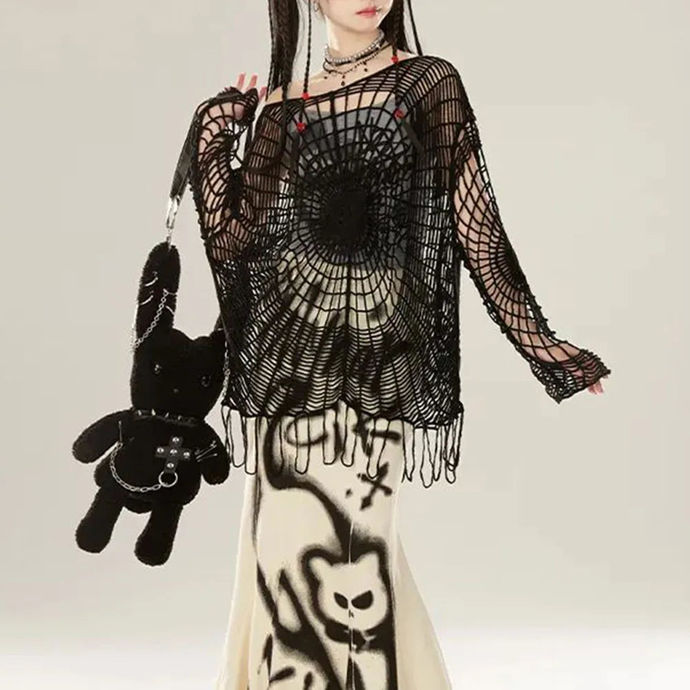 Spider Web Ripped Sweater
