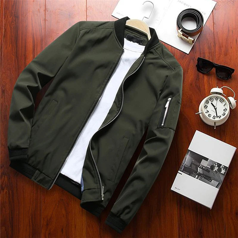 Clean Windbreaker Slim Bomber Jacket