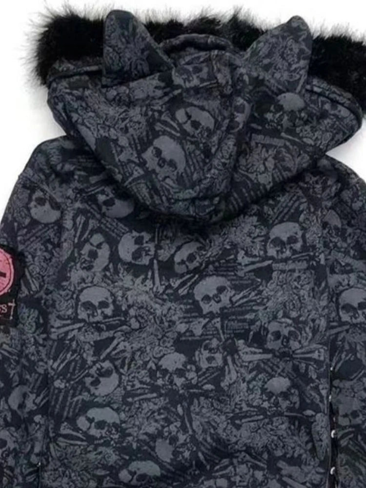 Goth Grunge Fur Patchwork Jacket