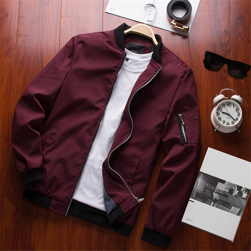 Clean Windbreaker Slim Bomber Jacket