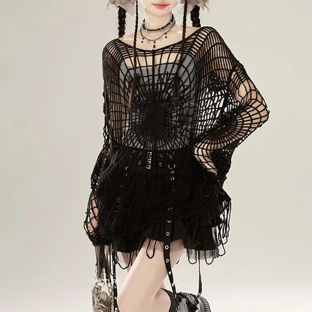 Spider Web Ripped Sweater