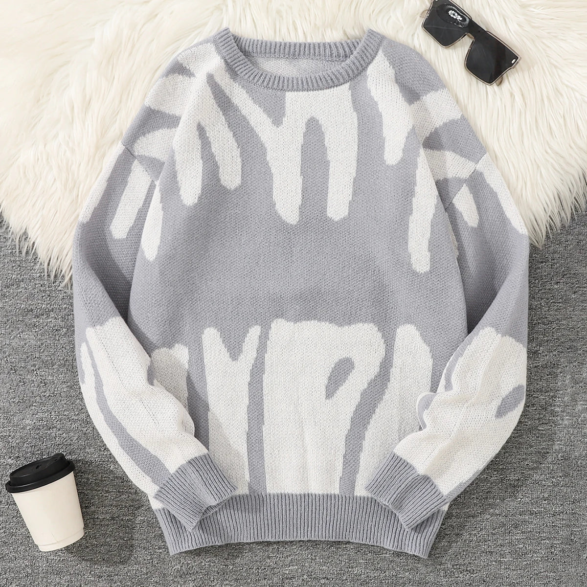Wavy Contrast Sweater