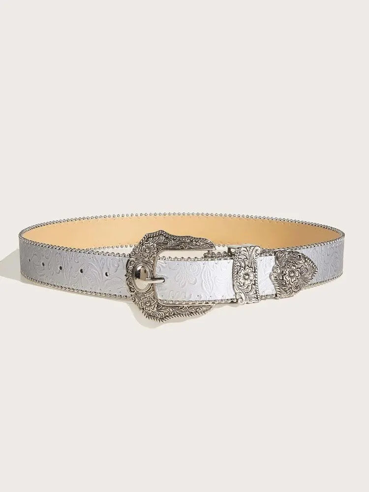 Western Metal Engraved CowBelt