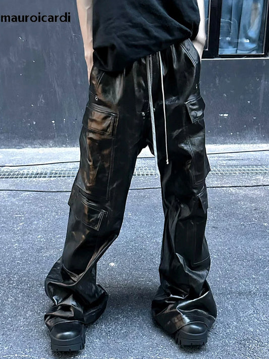 Wide Reflective PU Pants