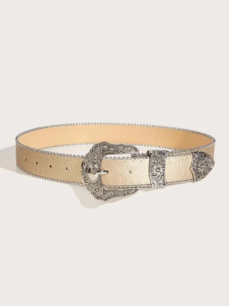 Western Metal Engraved CowBelt